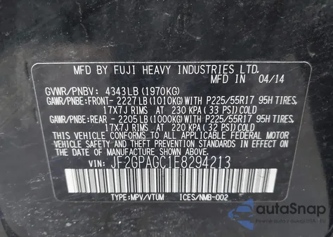 2014 Subaru Xv Crosstrek 2.0I Limited from USA, damaged, VIN JF2GPAGC1E8294213